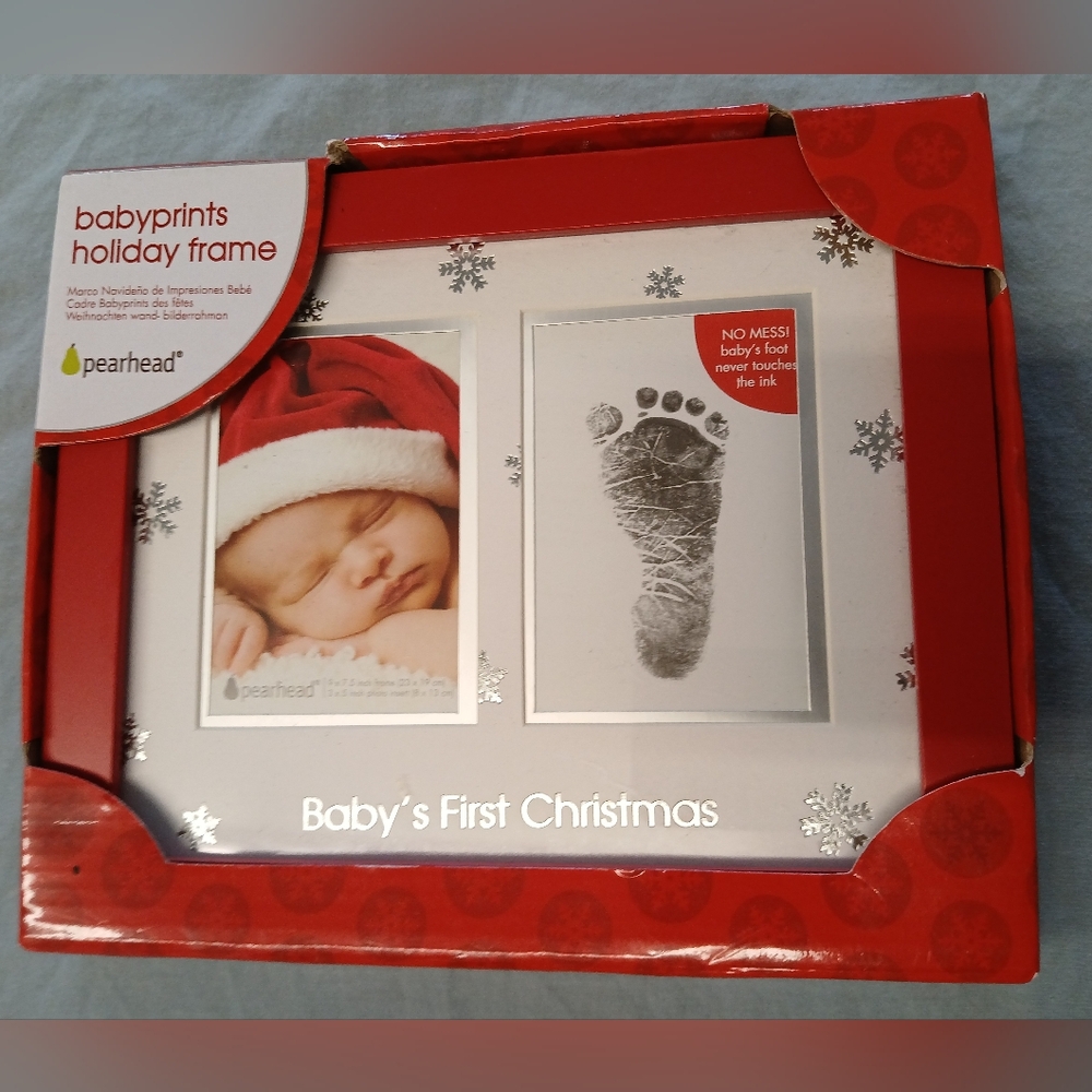 NIB Pearhead babyprints holiday frame with no mess ink kit included